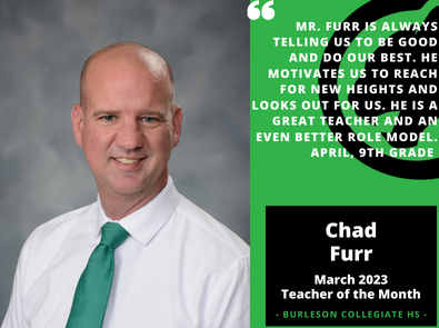 Chad Furr Teacher of the Month